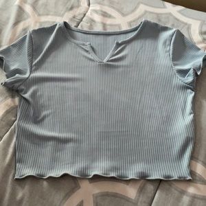 Shein Plain Blue crop top with v neck cut